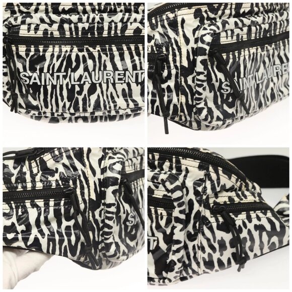 SAINT LAURENT Waist Bag Nylon Black White Auth - Picture 15 of 15